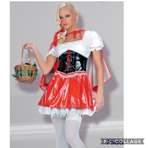 NEW M/L vinyl little red riding hood Costume+ tutu - Picture 4 of 11